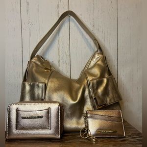 Michael Kors purse bundled with Steve Madden matching wallet and mirror.